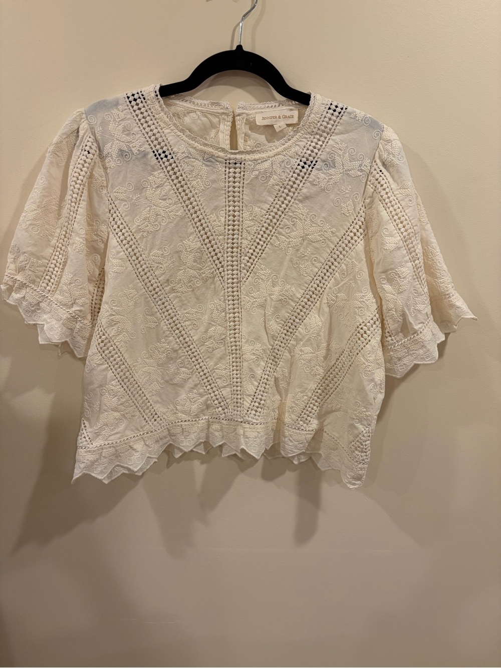 Jennifer & Grace Lace Embroidered Top Size L